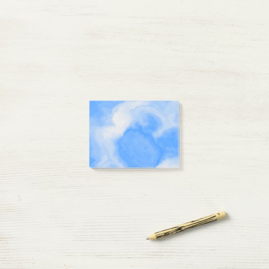 Blauw en wit marmer post-it® notes (Op bureau)