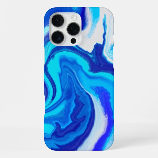 Blauw en wit marmer verf spat iPhone hoesje iPhone 16 Pro Max Hoesje (Achterkant)