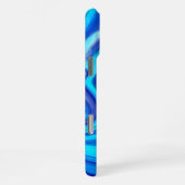Blauw en wit marmer verf spat iPhone hoesje iPhone 16 Pro Max Hoesje (Rechterkant)
