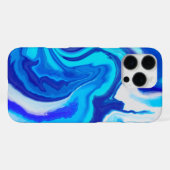 Blauw en wit marmer verf spat iPhone hoesje iPhone 16 Pro Max Hoesje (Achterkant horizontaal)