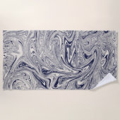 Blauw en Wit Marmeren Swirl Yoga Mat Strandlaken (Voorkant)