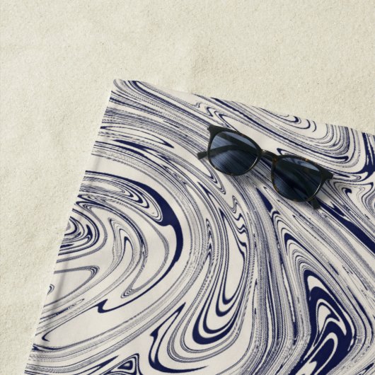 Blauw en Wit Marmeren Swirl Yoga Mat Strandlaken (In situ)