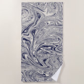 Blauw en Wit Marmeren Swirl Yoga Mat Strandlaken (Voorkant)