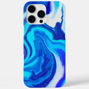 Blauw en Wit Marmeren Verf Splash iPhone Case