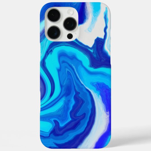 Blauw en Wit Marmeren Verf Splash iPhone Case (Achterkant)