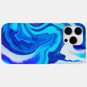 Blauw en Wit Marmeren Verf Splash iPhone Case (Achterkant (horizontaal))