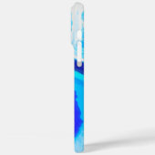 Blauw en Wit Marmeren Verf Splash iPhone Case (Achterkant / Links)