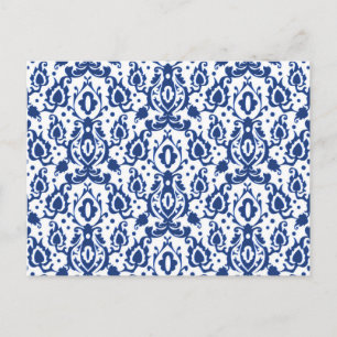 Blauw en wit Marokkaans Casbah Damask Briefkaart