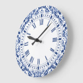 Blauw en wit Marokkaans Casbah Damask Grote Klok (Hoek)