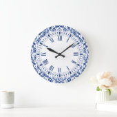 Blauw en wit Marokkaans Casbah Damask Grote Klok (Huis)