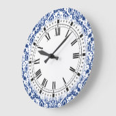 Blauw en wit Marokkaans Casbah Damask Grote Klok (Hoek)