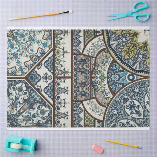 Blauw en wit Marokkaans geïnspireerd ontkoppelpapi Tissuepapier (Craft)