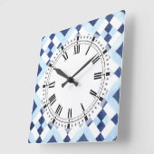 Blauw en wit Marokkaans Geometric Kitchen Vierkante Klok (Hoek)