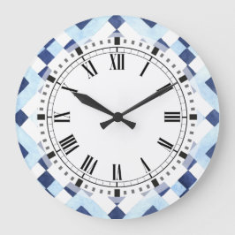 Blauw en wit Marokkaans Geometric Kitchen Vierkante Klok