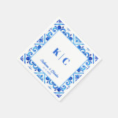Blauw en Wit Marokkaans Patroon Bruiloft Servet (Hoek)
