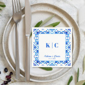 Blauw en Wit Marokkaans Patroon Bruiloft Servet