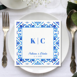 Blauw en Wit Marokkaans Patroon Bruiloft Servet