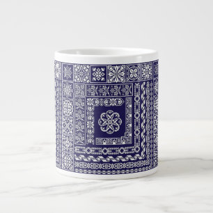 Blauw en Wit Marokkaans Patroon Grote Koffiekop