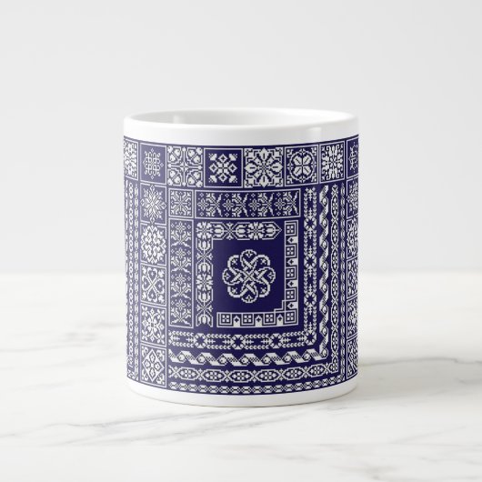  Blauw en Wit Marokkaans Patroon Grote Koffiekop (Voorkant)