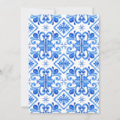Blauw en Wit Marokkaans Patroon Islamitische Bruil Kaart (Achterkant)