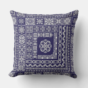 Blauw en Wit Marokkaans Patroon Kussen