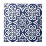 Blauw en wit Marokkaans patroon Tegeltje<br><div class="desc">Elegant blauw en wit Marokkaans patroon. Dit ontwerp is beschikbaar in verschillende kleuren en producten.</div>