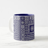  Blauw en Wit Marokkaans Patroon Tweekleurige Koffiemok (Voorkant links)