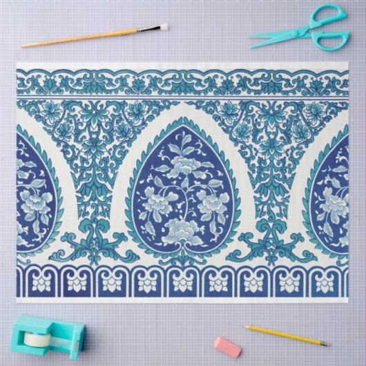 Blauw en wit marokkaans stijl motief tissuepapier (Craft)