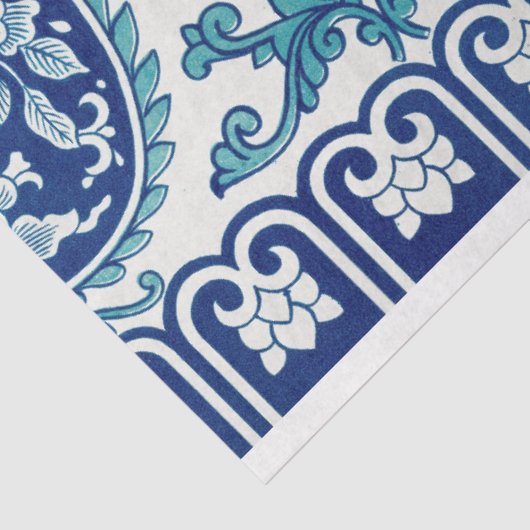 Blauw en wit marokkaans stijl motief tissuepapier (Detail)