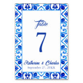 Blauw en Wit Marokkaanse Tegel Patroon Bruiloft Kaart (Voorkant)