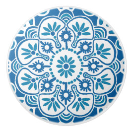 Blauw en wit medaillon Lade trekken Keramische kno Knop