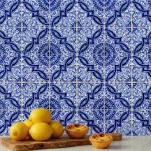 Blauw en Wit Mediterraan Azulejo Patroon