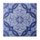 Blauw en Wit Mediterraan Azulejo Patroon Tegeltje (Voorkant)