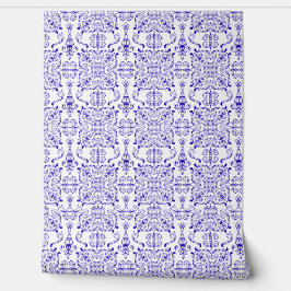 blauw en wit mediterraan behang
