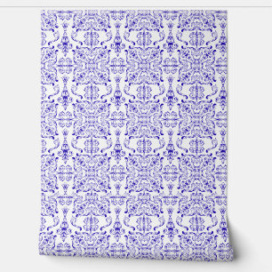  blauw en wit mediterraan behang