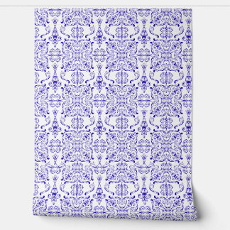 blauw en wit mediterraan behang