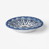 Blauw en Wit Mediterraan Bloemen Faux China Papieren Kommen (Gebogen)