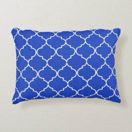 Blauw en wit mediterraan Marokkaans patroon Accent Kussen