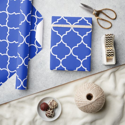Blauw en wit mediterraan Marokkaans patroon Cadeaupapier (Crafts)