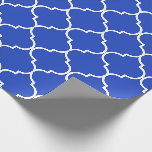 Blauw en wit mediterraan Marokkaans patroon Cadeaupapier (Hoek)