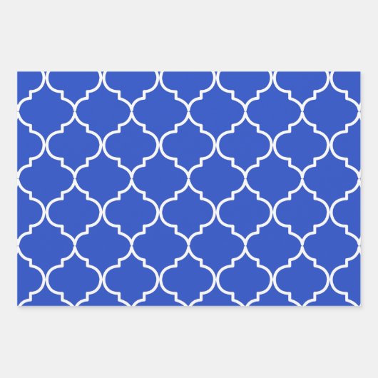 Blauw en wit mediterraan Marokkaans patroon Inpakpapier Vel (Voorkant 3)