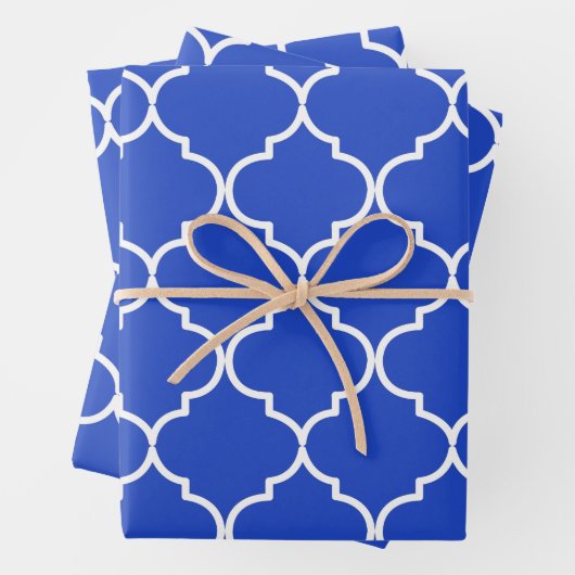 Blauw en wit mediterraan Marokkaans patroon Inpakpapier Vel (In situ)