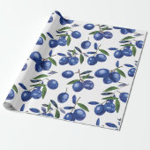 Blauw en wit Mediterraan Olijven Cadeaupapier (Uitgerold)