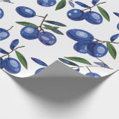 Blauw en wit Mediterraan Olijven Cadeaupapier (Hoek)