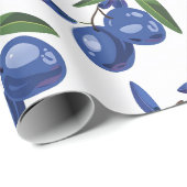 Blauw en wit Mediterraan Olijven Cadeaupapier (Rol Hoek)