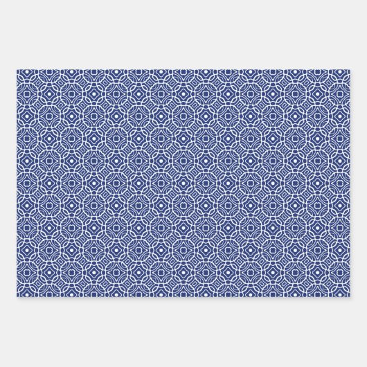 Blauw en wit mediterraan profiel inpakpapier vel (Voorkant 3)