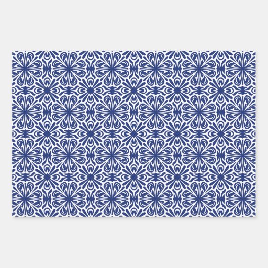 Blauw en wit mediterraan profiel inpakpapier vel (Voorkant 2)
