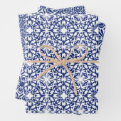 Blauw en wit mediterraan profiel inpakpapier vel (In situ)