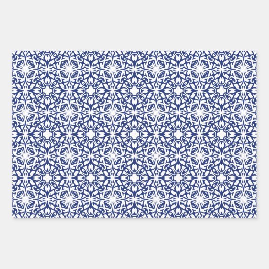 Blauw en wit mediterraan profiel inpakpapier vel (Voorkant)