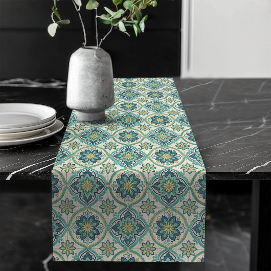 Blauw en Wit Mediterraan Tegel Tafel Accent Lange Tafelloper